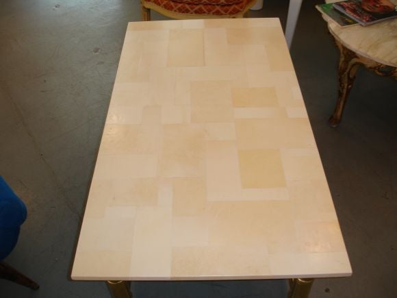 Faux Bamboo and Goatskin Coffee Table