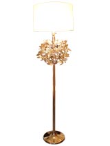 Nickle Plated Floor Lamp with Leaf Details.