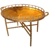 Faux Bamboo Brass Tray Table
