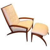 Mid century chair with ottoman