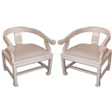 Pair Asian style bone chairs in the syle of Karl Springer