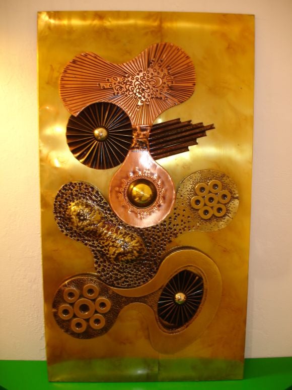 1980s mixed metal plaque