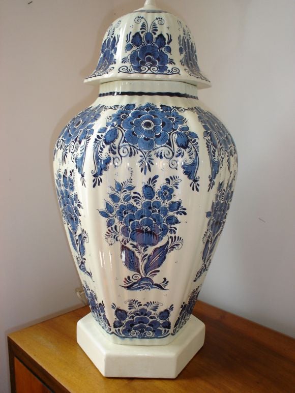 Italian Pair of Delft style Ginger Jar Lamps