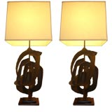 Pair of "Brutal" style metal lamps