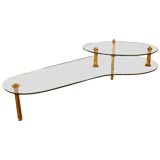 Two Tier Glass and Brass Coffee Table