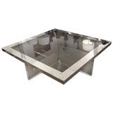 Large Lucite and Chrome Coffee Table