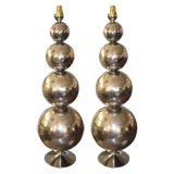 Pair Stacked Chrome Ball Lamps