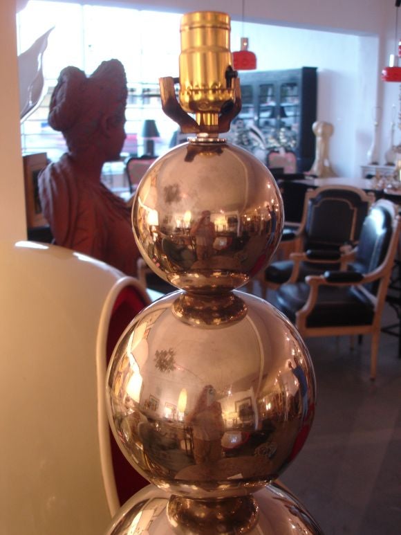 American Pair Stacked Chrome Ball Lamps