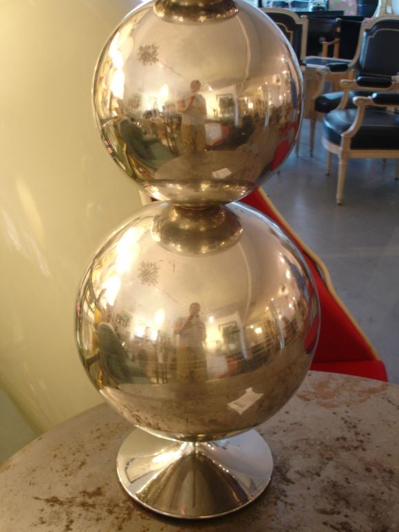 Late 20th Century Pair Stacked Chrome Ball Lamps