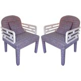 Pair Karl Springer style armchairs