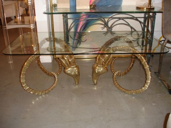 Polished Brass Ram Head Table