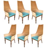Set of 6 Wicker Dining Chairs