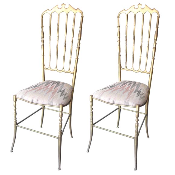 Pair Of Chiavari Brass Chairs