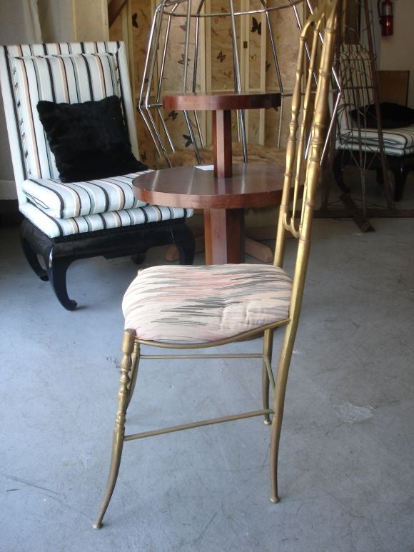 Late 20th Century Pair Of Chiavari Brass Chairs
