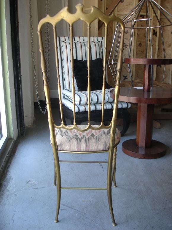 Italian Pair Of Chiavari Brass Chairs