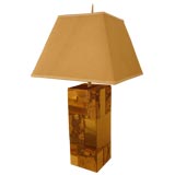 Paul Evans Cork and Brass Cityscape Table Lamp