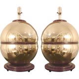 Pair of steel and acrylic "machine age" lamps
