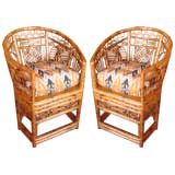 pair of Bamboo Asian Style Chairs