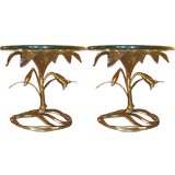 Pair of giltmetal Dorothy Draper style side tables.