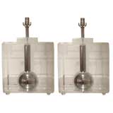 Vintage Pair of Lucite and chrome lamps