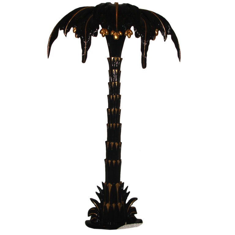 Carved Palm Tree Torchere