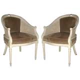 Pair gray painted Directoire style chairs