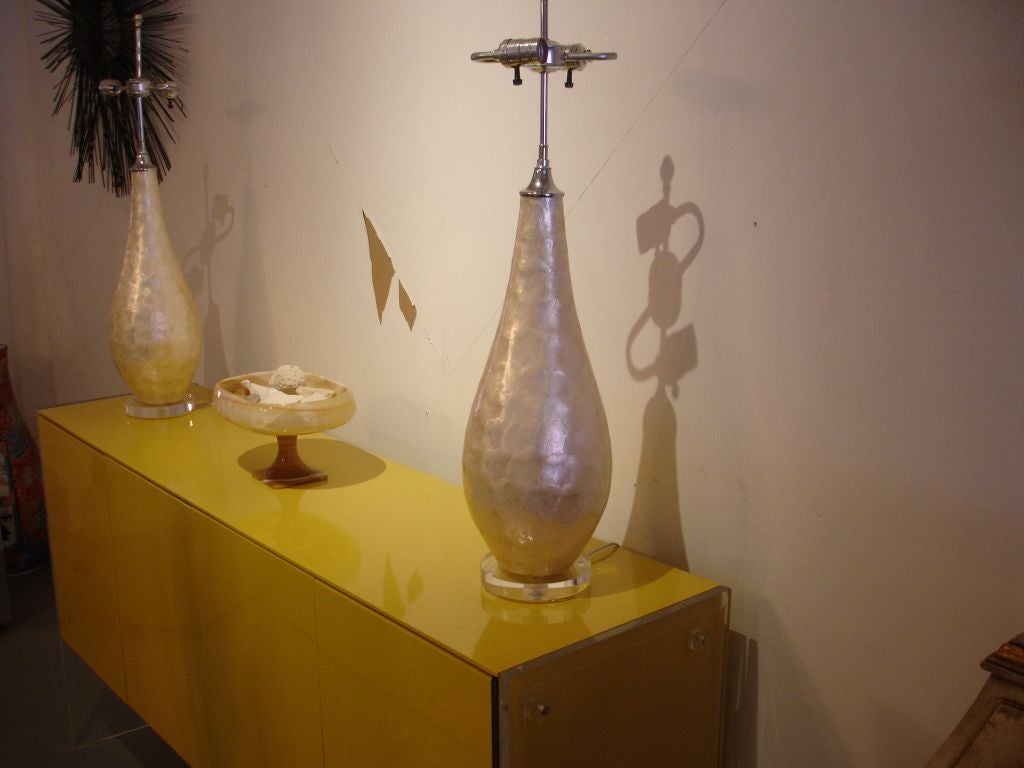 Pair Capiz Shell Lamps