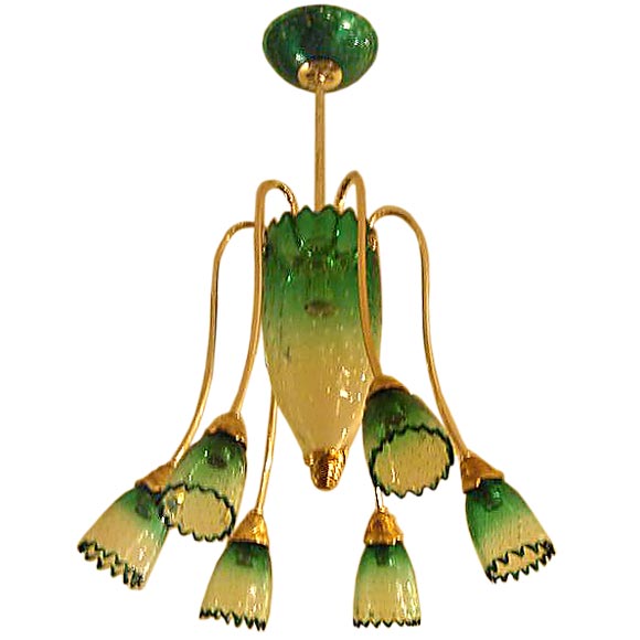 Nouveau Murano Chandelier For Sale