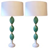 Pair of Fourties Jade Green Venetian Glass Lamps