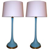 Pair of Turquoise Murano Glass Lamps