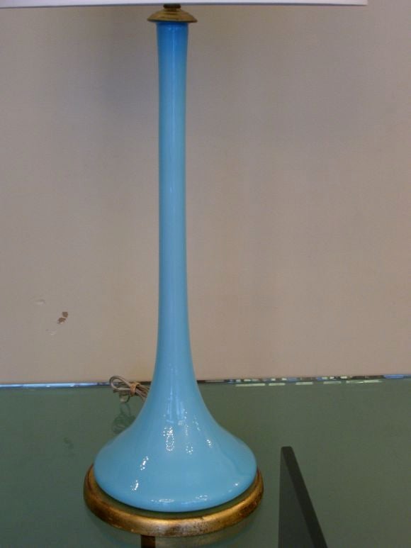 Pair of Turquoise Murano Glass Lamps