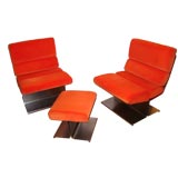 Rare Pair of Francois Monnet 70's Lounge Chairs
