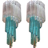 Pair of High Style Venetian Glass Spiral Chandeliers