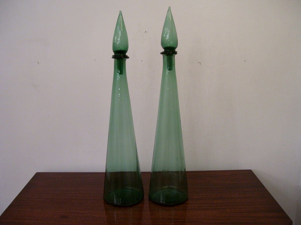 Glass Pair of Green  Fifties 