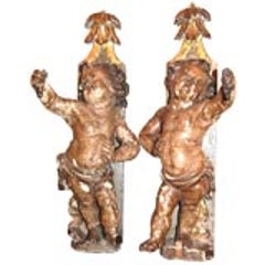 Pair 17th c. Wooden Putti 8