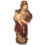 18th c. Polychromed Wooden Madonna