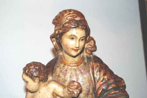 XVIIIe siècle Madonna polychromée