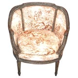 19th c. Carved and Painted Bergere