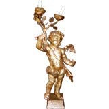18th c. Giltwood Putti Candleabre