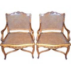 Pair 18th c. Regence Walnut Armchairs 12