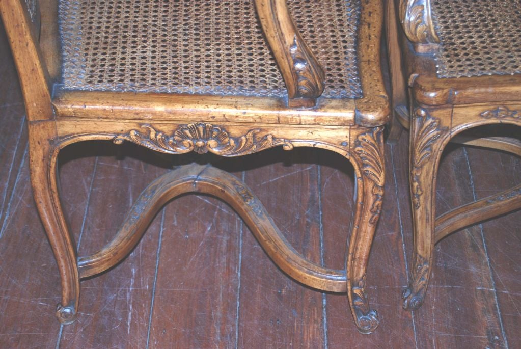 French Pair 18th c. Regence  Walnut Armchairs