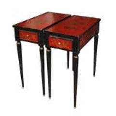 Pair Art Deco Chinoiserie Lacquered Tables 8