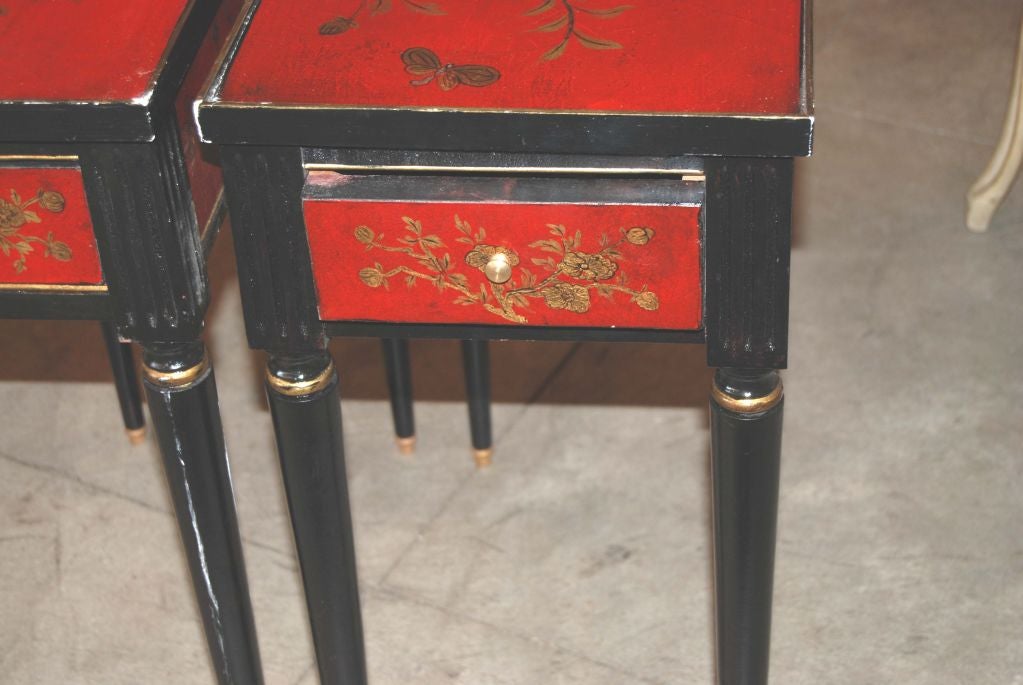 French Pair Art Deco Chinoiserie Lacquered Tables