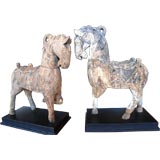 Two 17th c. Carved Wooden Tang Horses