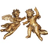 Pair 18th c. Giltwood Puttis