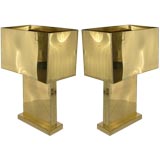 ON HOLD: Pair of Curtis Jere Monumental Brass Lamps