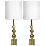 Pair of Tommi Parzinger Brass Table Lamps by Stiffel