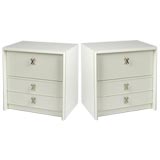 Pair of Off White Lacquer Nightstands designed by Paul Frankl