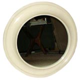 Karl Springer Round White Lacquered Mirror