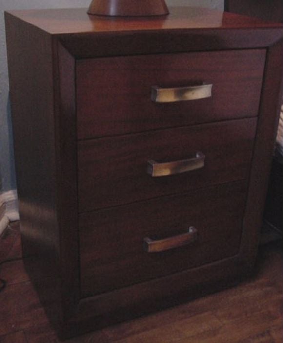 Mahogany Three-Drawer Nightstand by John Stuart In Excellent Condition In New York, NY